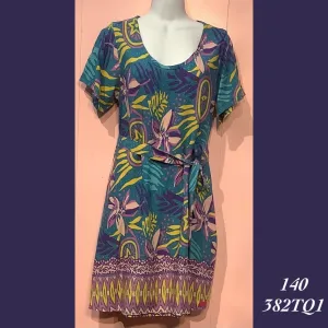 140 - 382TQ1 , Sleeved shift dress with pockets