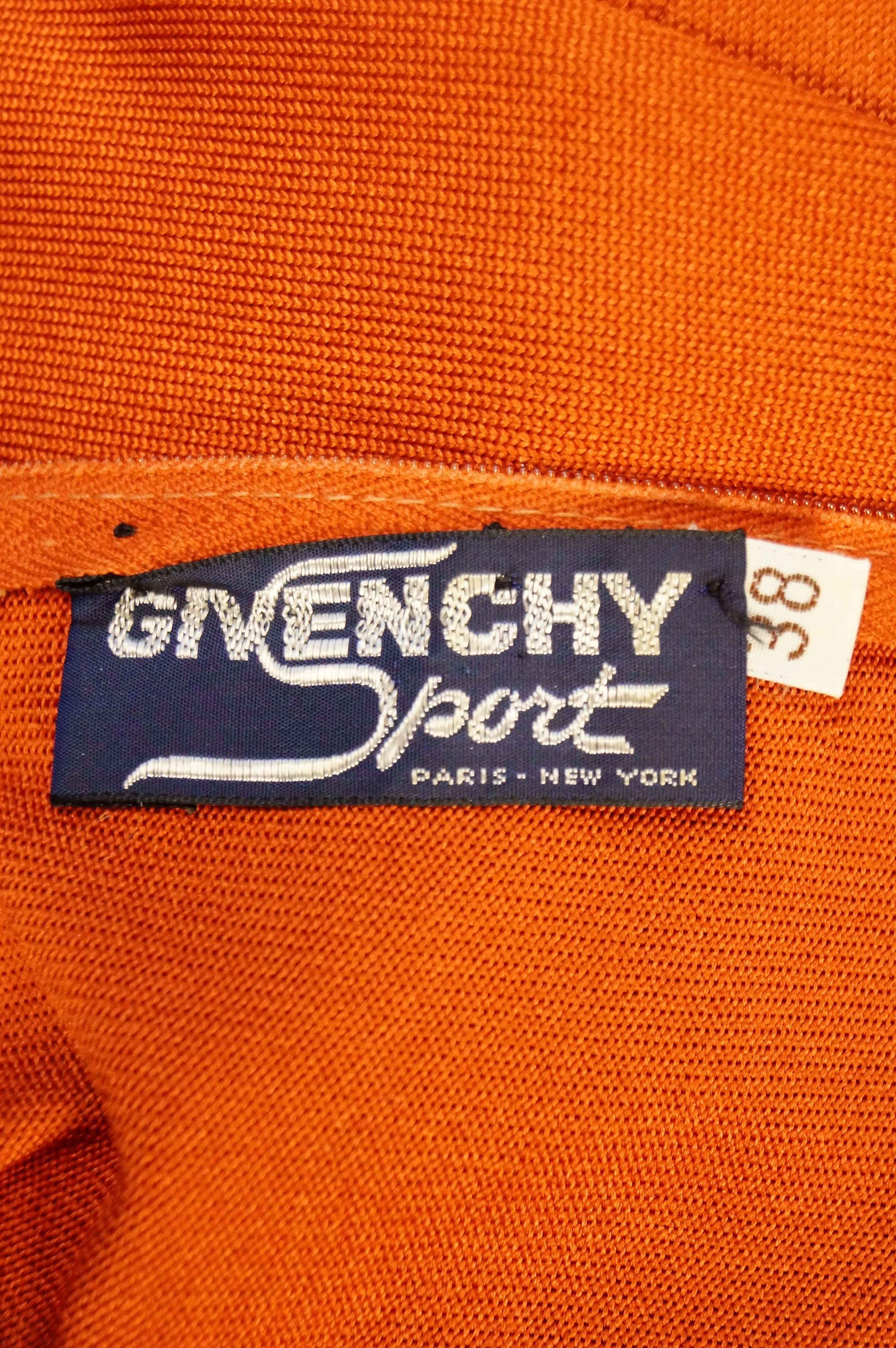 1970s Givenchy Sport Tangerine Orange Pullover Sweater