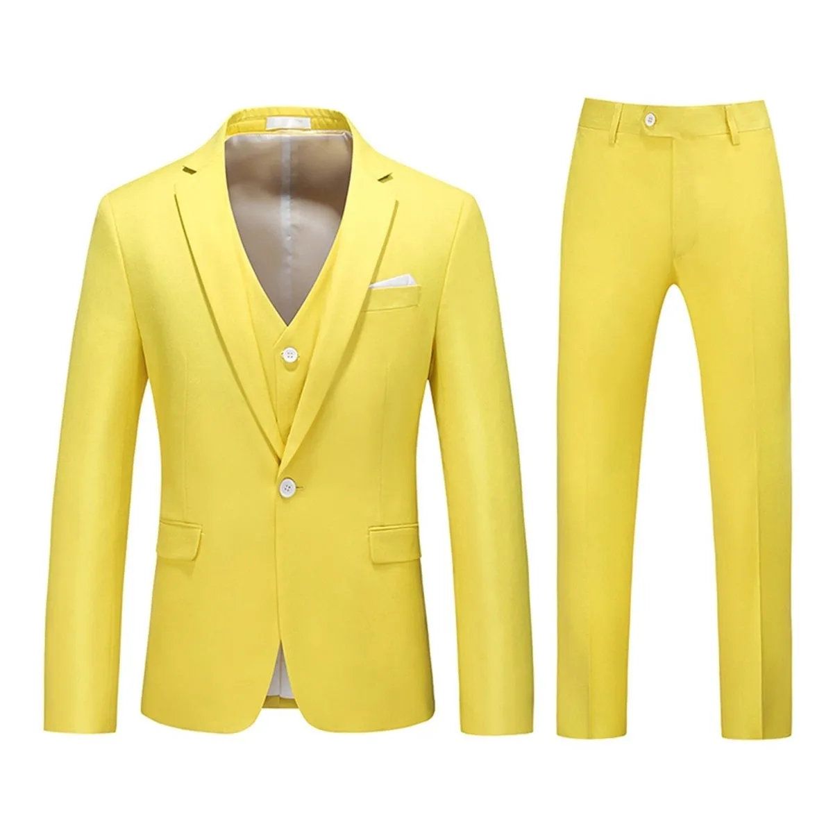 3 Pieces Men Business Suit Boutique Slim Fit One Button Men Suit Set Groom Wedding Fashion Spring Summer Blazer Sets