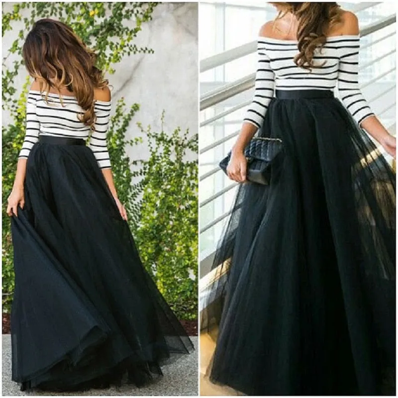 4 Layers 100cm Floor length Skirts for Women Elegant High Waist Pleated Tulle Skirt Bridesmaid Ball Gown Bridesmaid Clothing