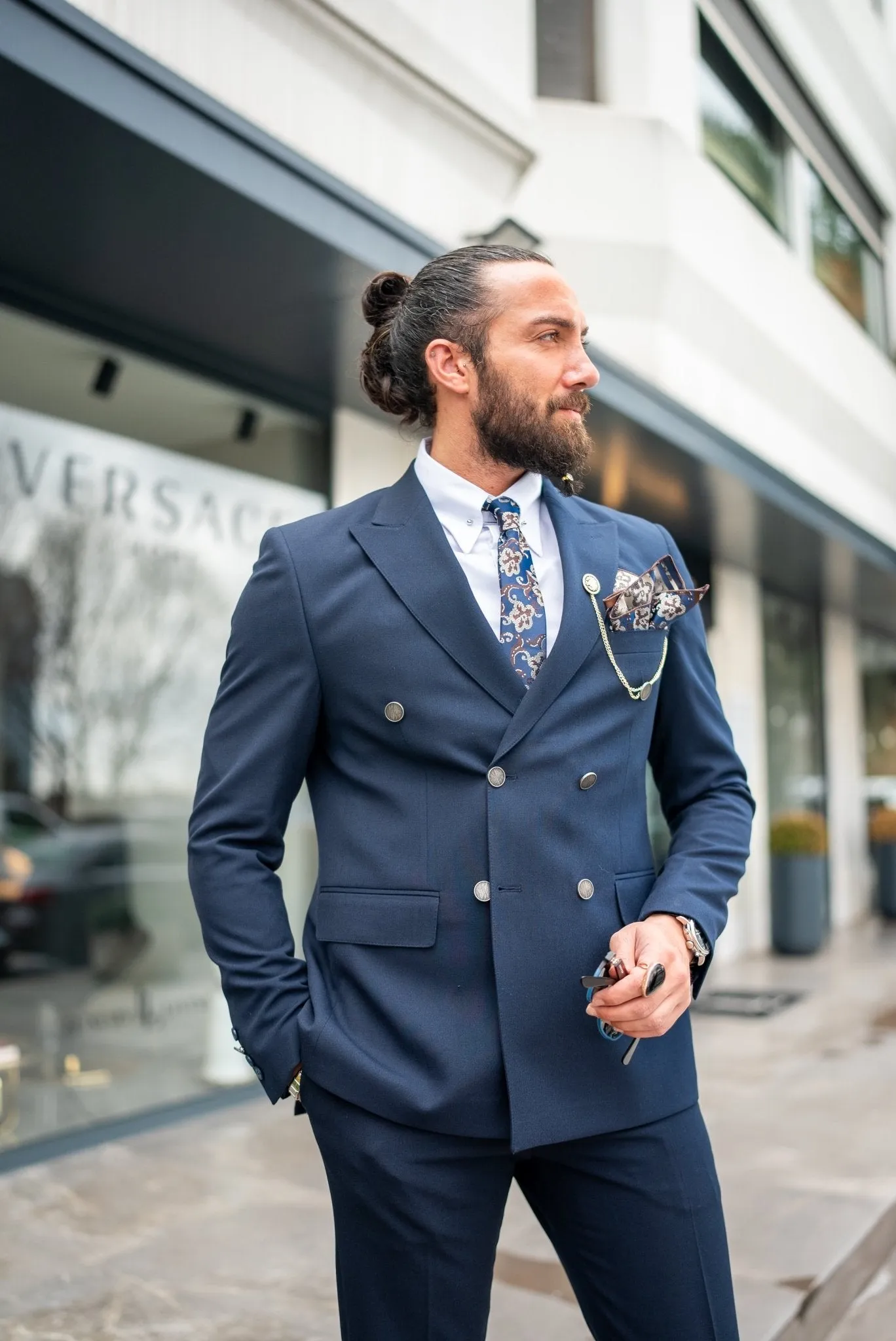 Albania Double Breasted Navy Blue Suit