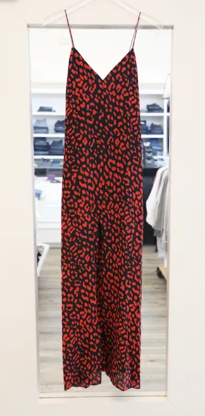 Alice   Olivia - Candice Spaghetti Strap Slip Dress in Leopard Paprika