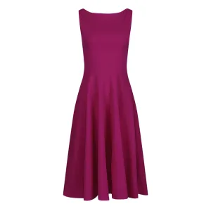 Amaranth Sleeveless Audrey Hepburn Style 50s Swing Dress