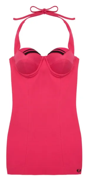 Amy Winehouse Raspberry Sorbet Bodycon Halter-Neck Dress