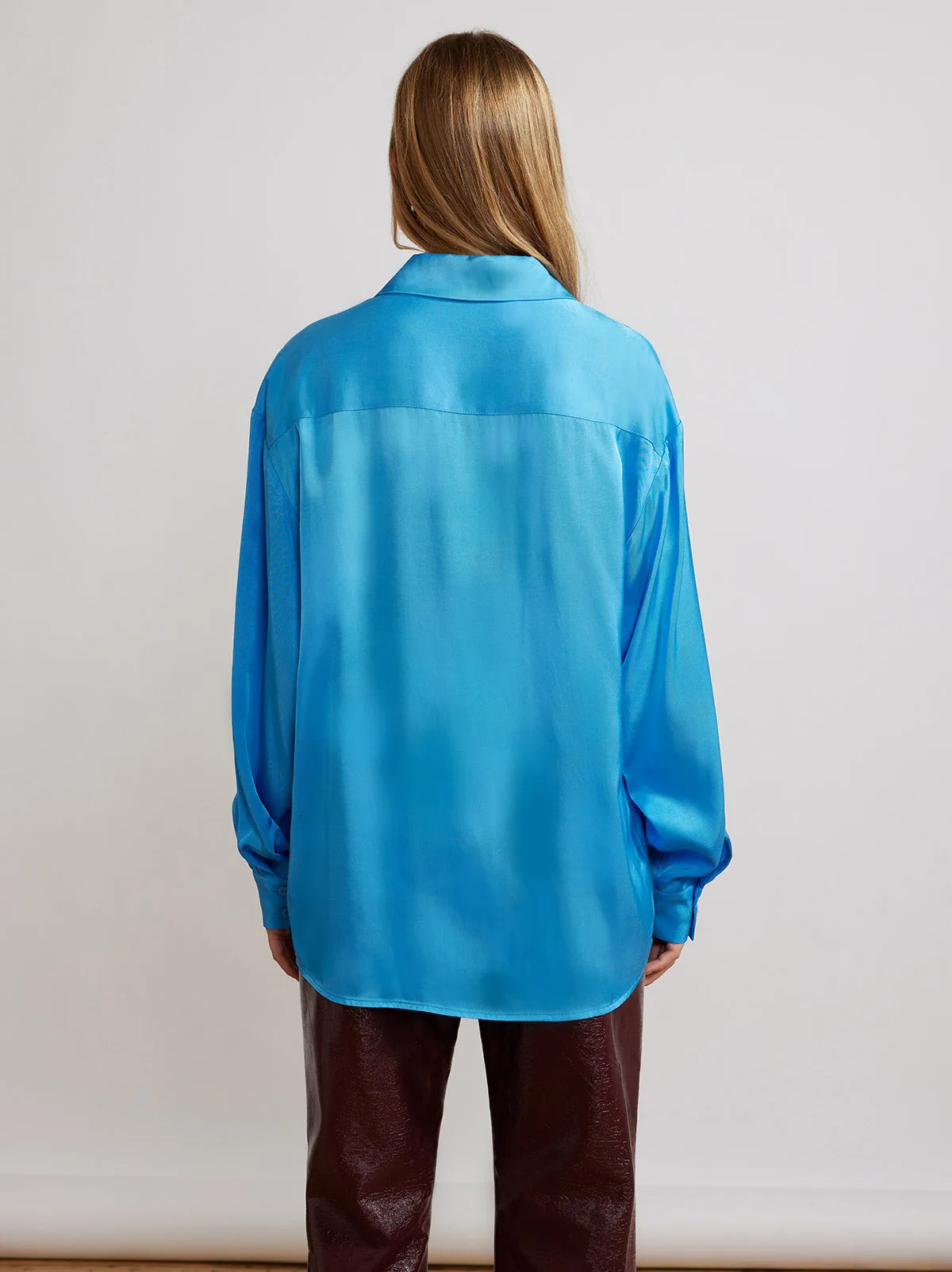 Angela Blue Satin Shirt