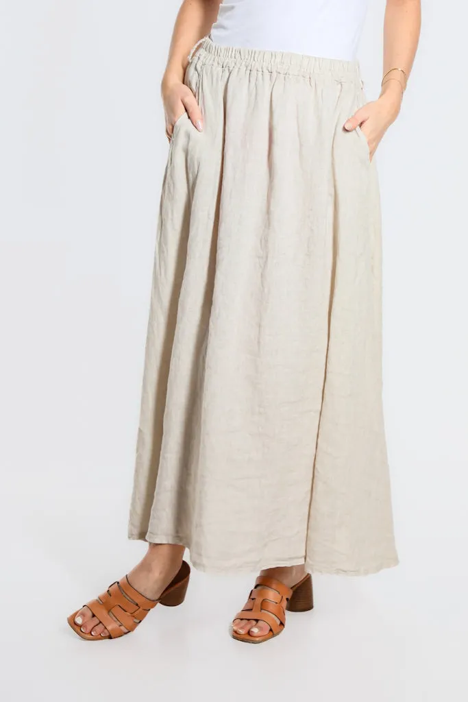 Angie A-Line Long Linen Skirt with Pockets (SL113)