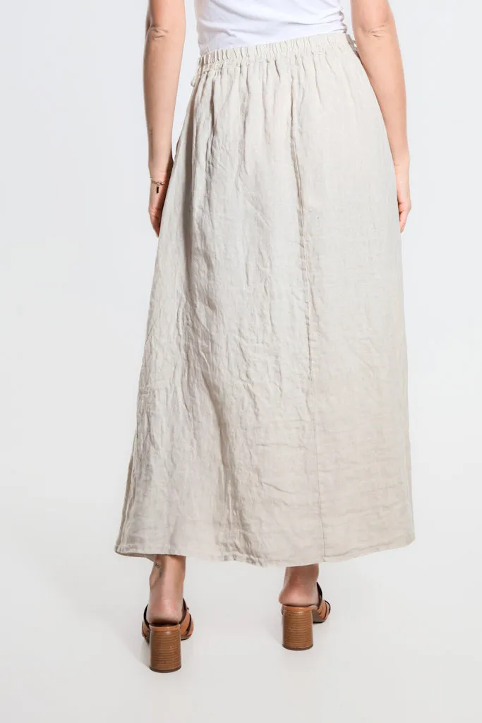 Angie A-Line Long Linen Skirt with Pockets (SL113)