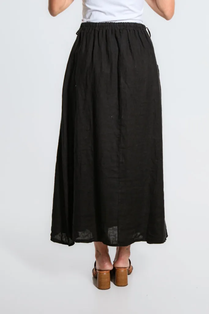 Angie A-Line Long Linen Skirt with Pockets (SL113)