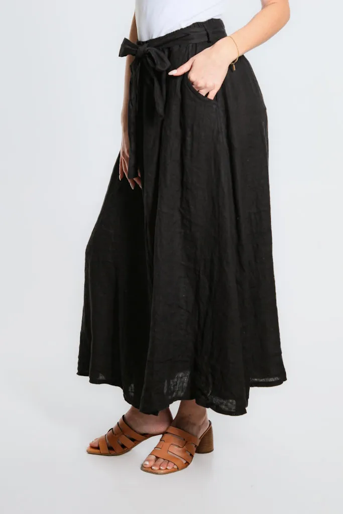 Angie A-Line Long Linen Skirt with Pockets (SL113)