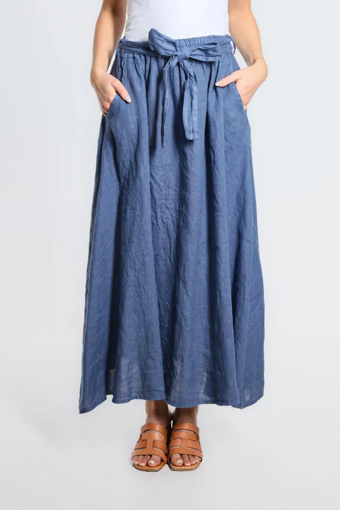 Angie A-Line Long Linen Skirt with Pockets (SL113)