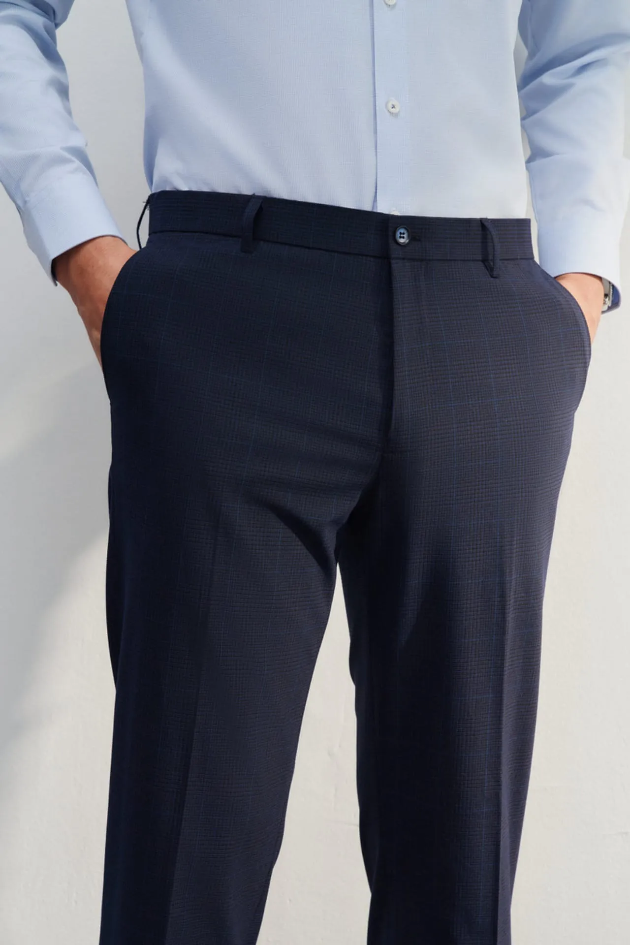 Anti-Bacterial Slim Fit Check Suit Pants