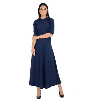 Bahrupiya Women's 3/4 Sleeves Pintex Detail Maxi Dress