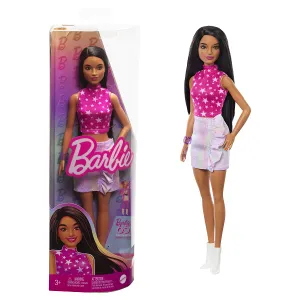 Barbie Fashionistas 65th Anniversary Doll #215 With Black Straight Hair & Iridescent Skirt