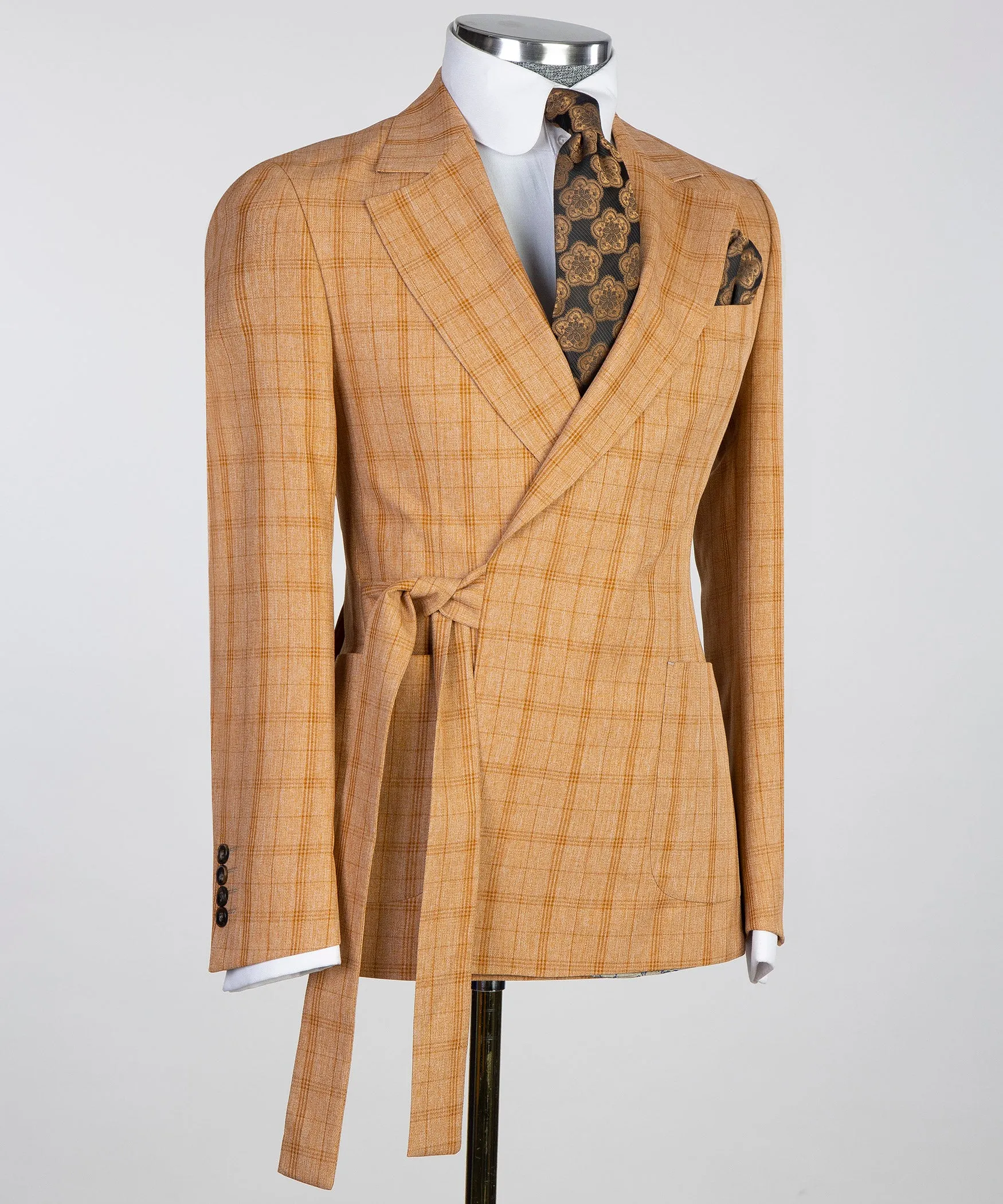 Belted Orange Suit Brown Stripes