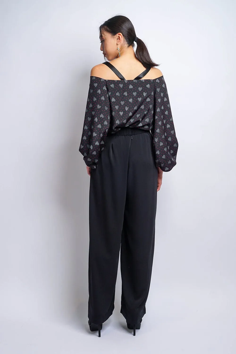 Black Pleated High Waist Relaxing Leslie Pants