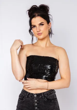 Black Sequin Tube Top