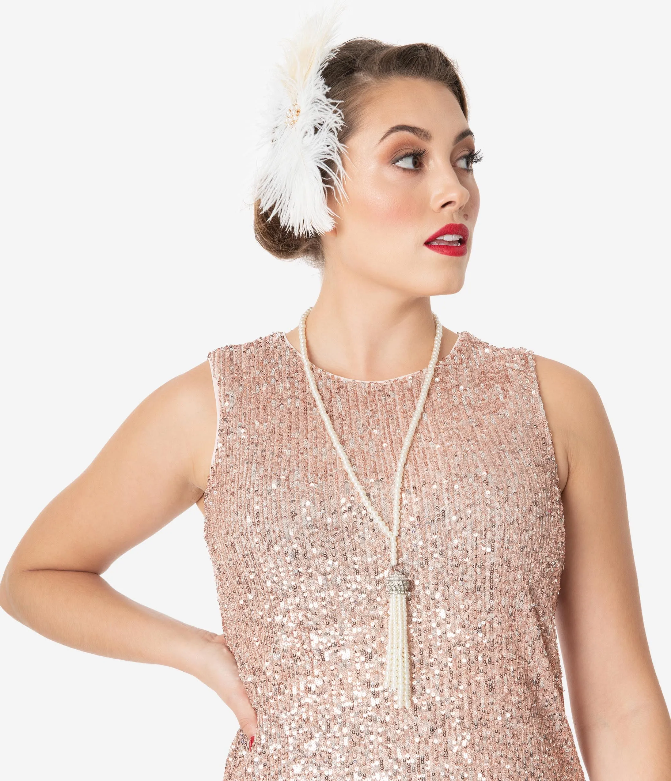 Blush Pink Sequin Sleeveless Shift Dress