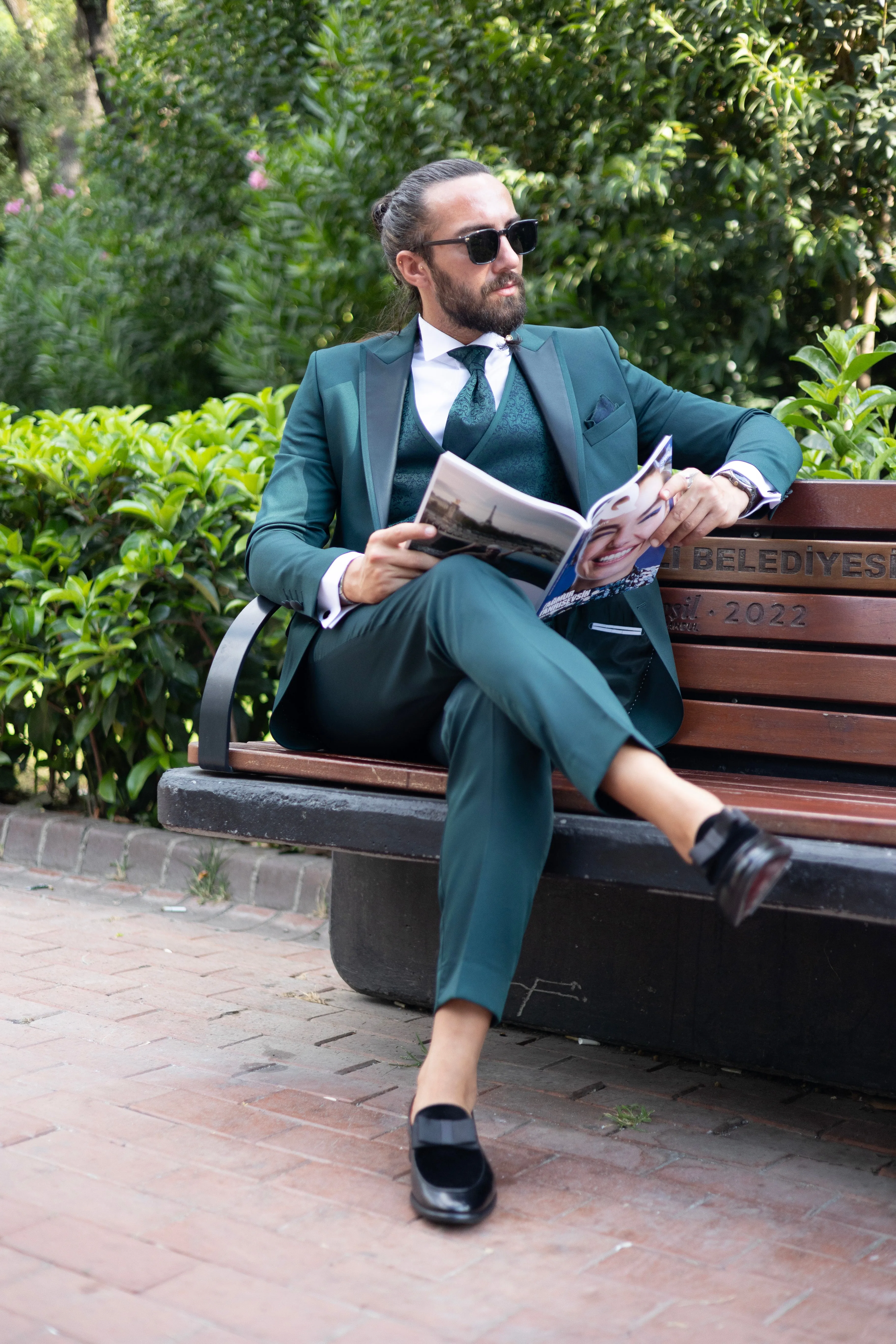 Bojoni Palermo Green  Slim Fit  Suit Tuxedo