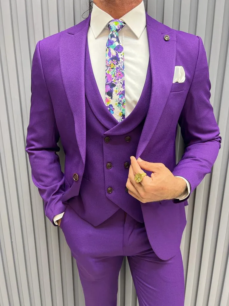 Bojoni Shagori Slim Fit Purple  Suit