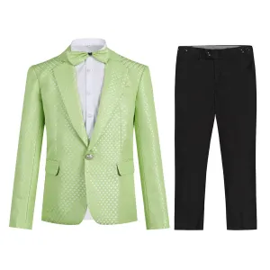 Boy Suit Wedding Formal Dress Suits Children Solid Color Single Button Teenager Performance Blazer Pants Bow Tie Set