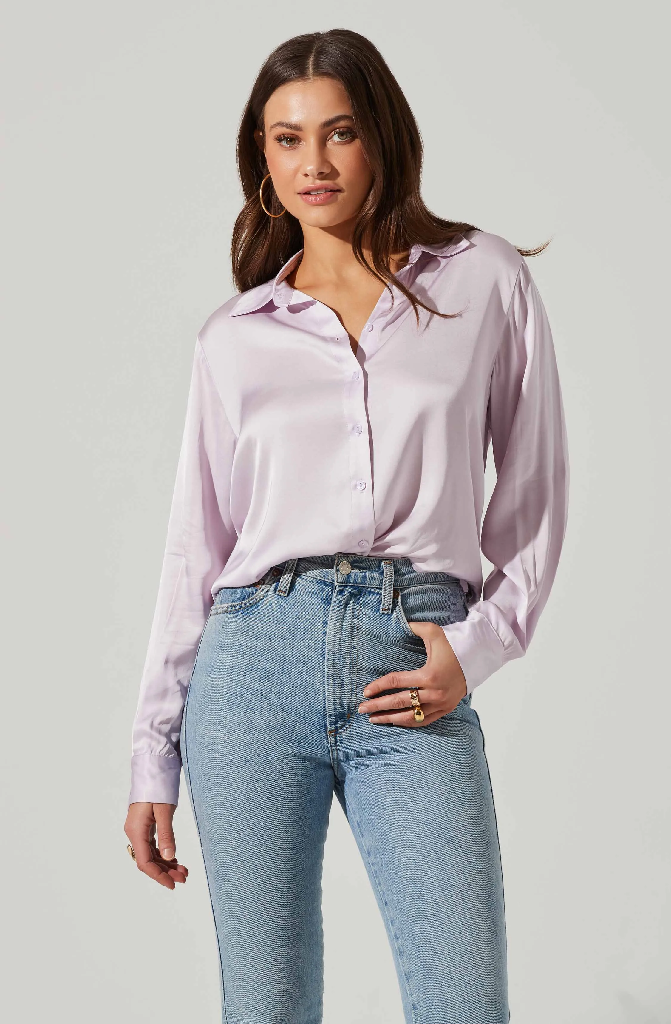 Bradford Satin Open Back Long Sleeve Top