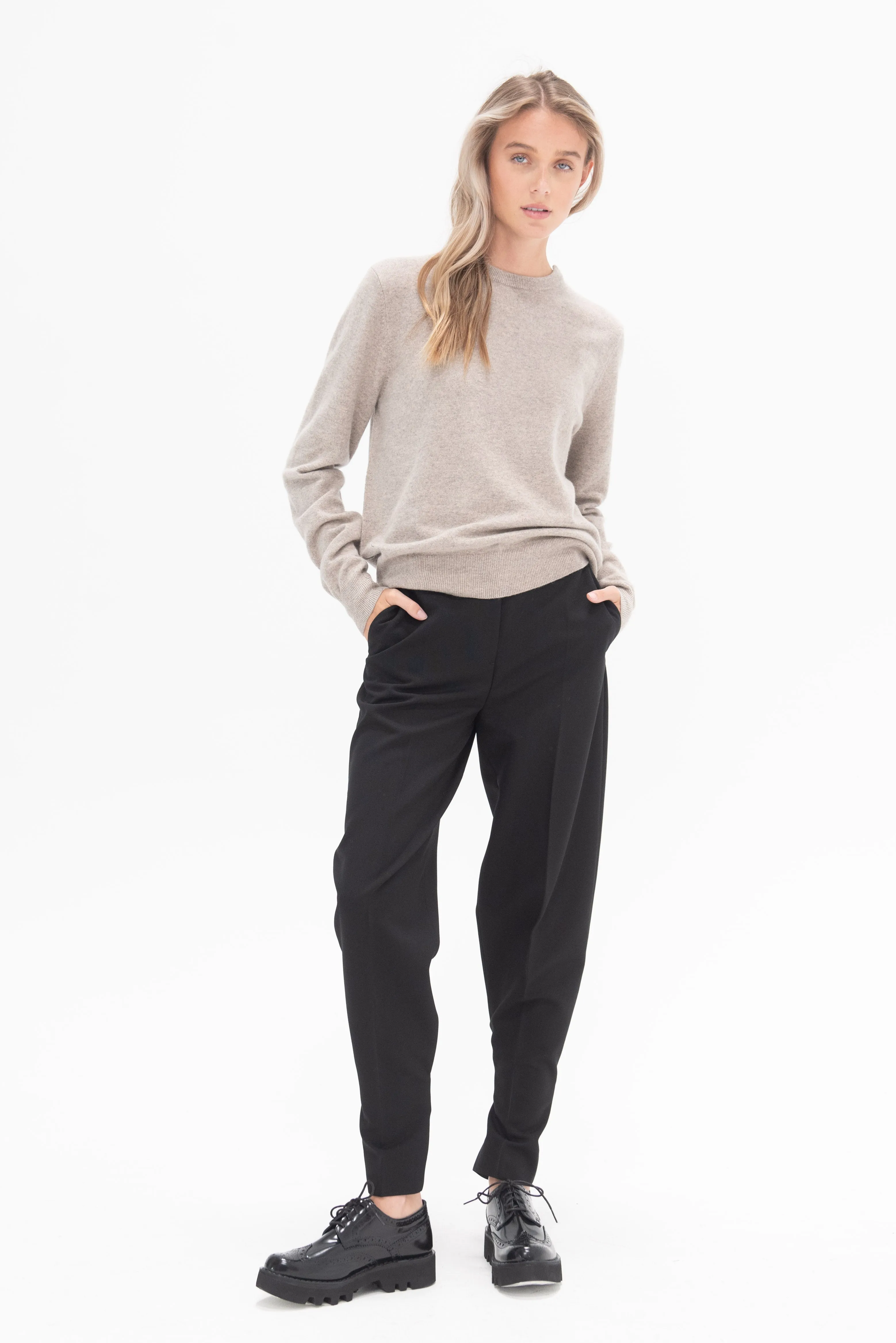 Buckled Slouch Trousers, Black