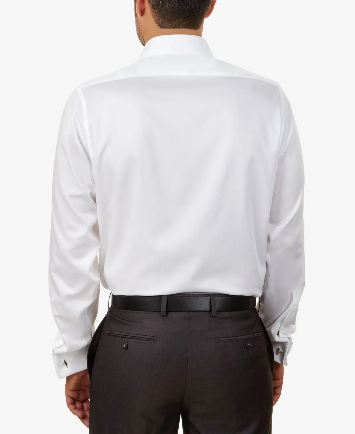 Calvin Klein Men's Slim-fit Non-Iron Performance Herringbone French Cuff Dress Shirt ,  white