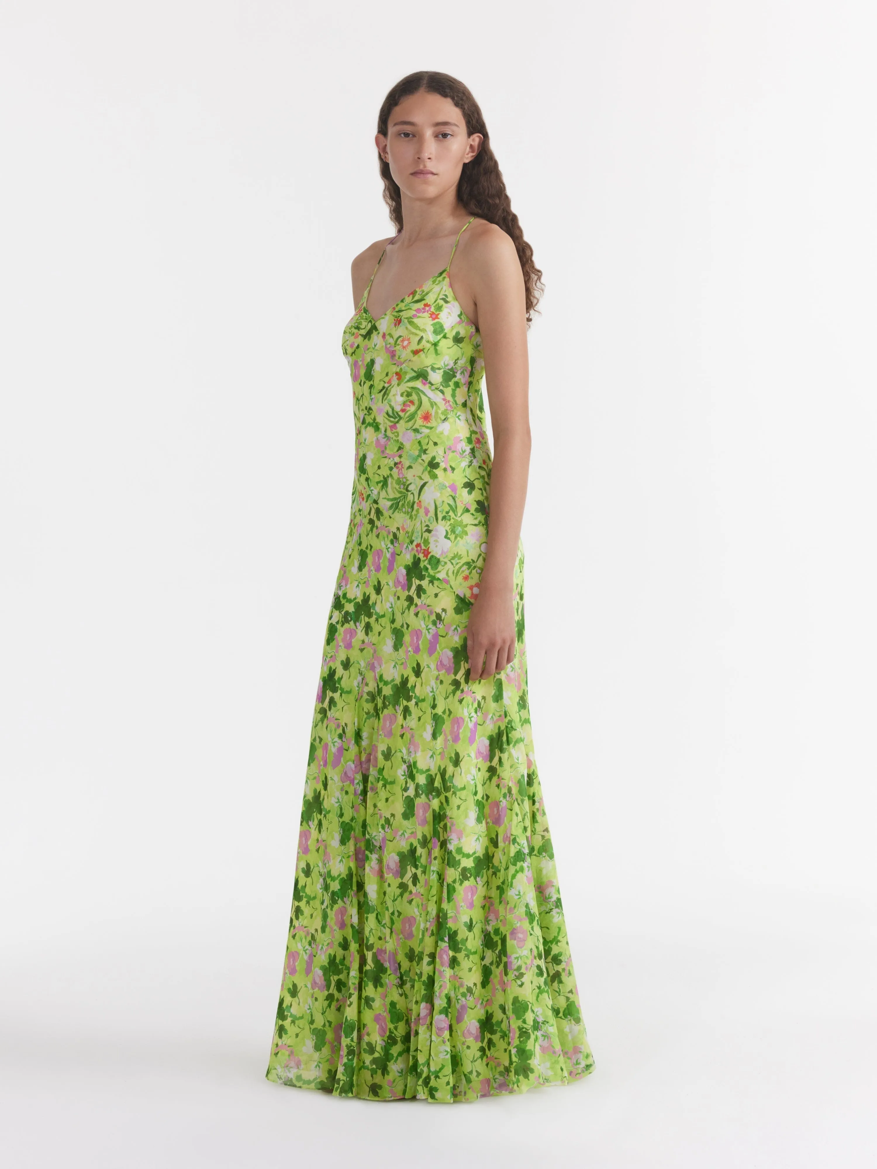 Cameron Dress in Bouquet Lime Poppies