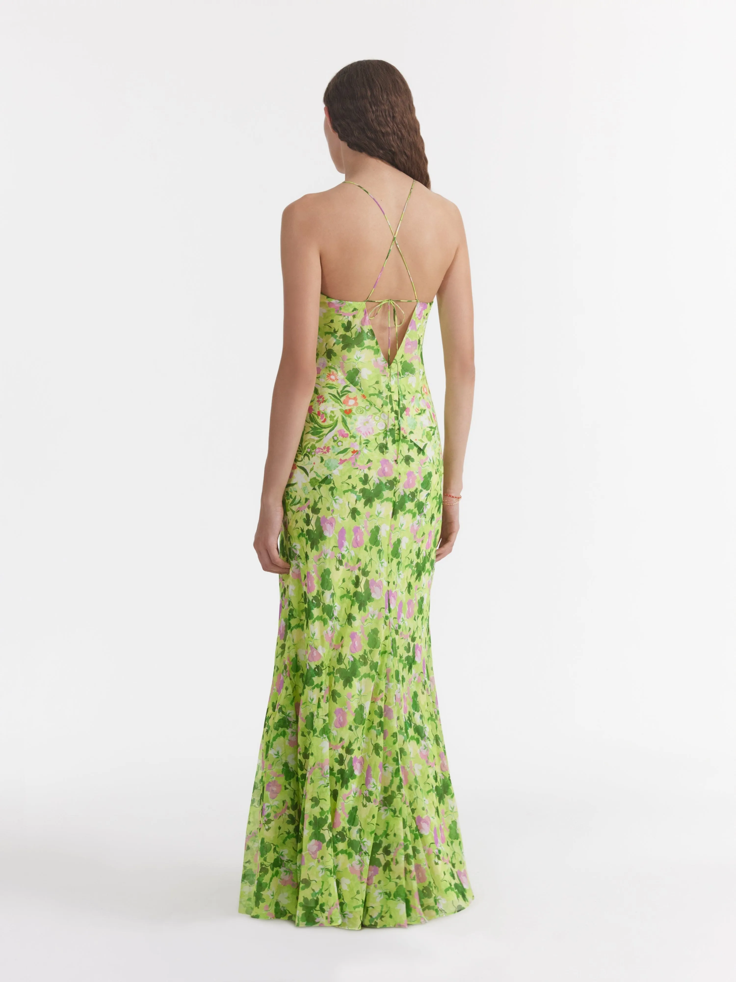 Cameron Dress in Bouquet Lime Poppies