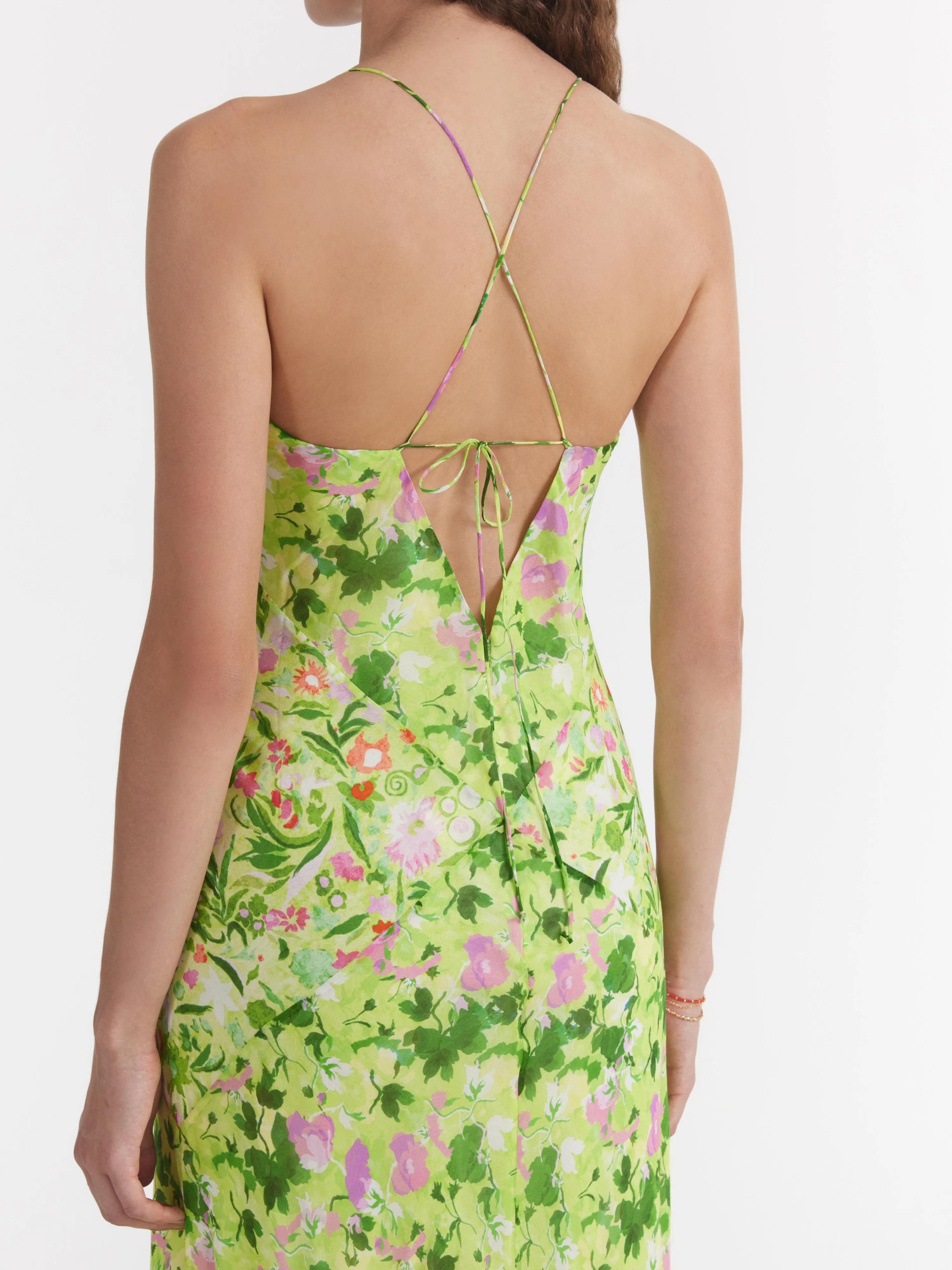 Cameron Dress in Bouquet Lime Poppies