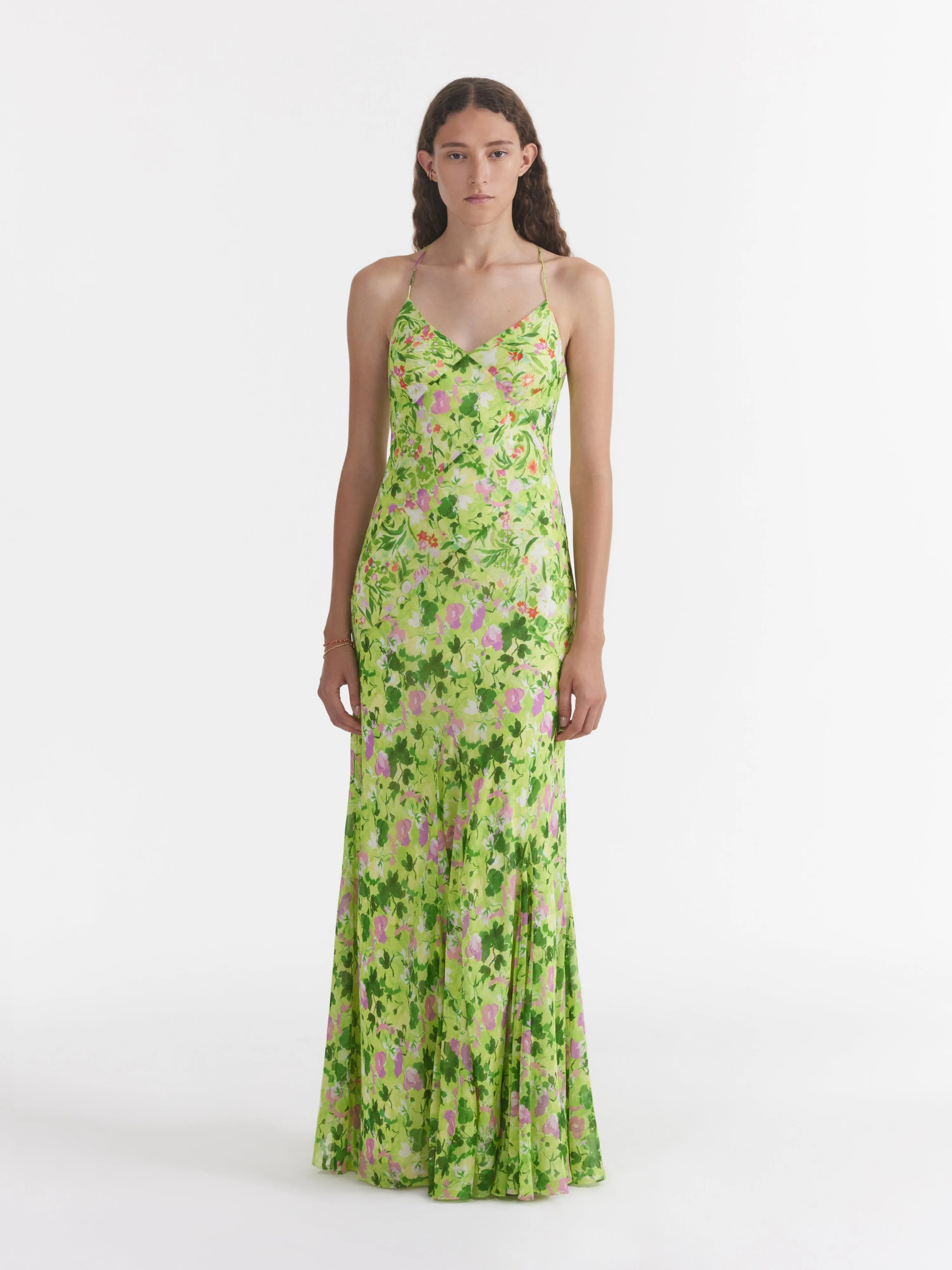 Cameron Dress in Bouquet Lime Poppies