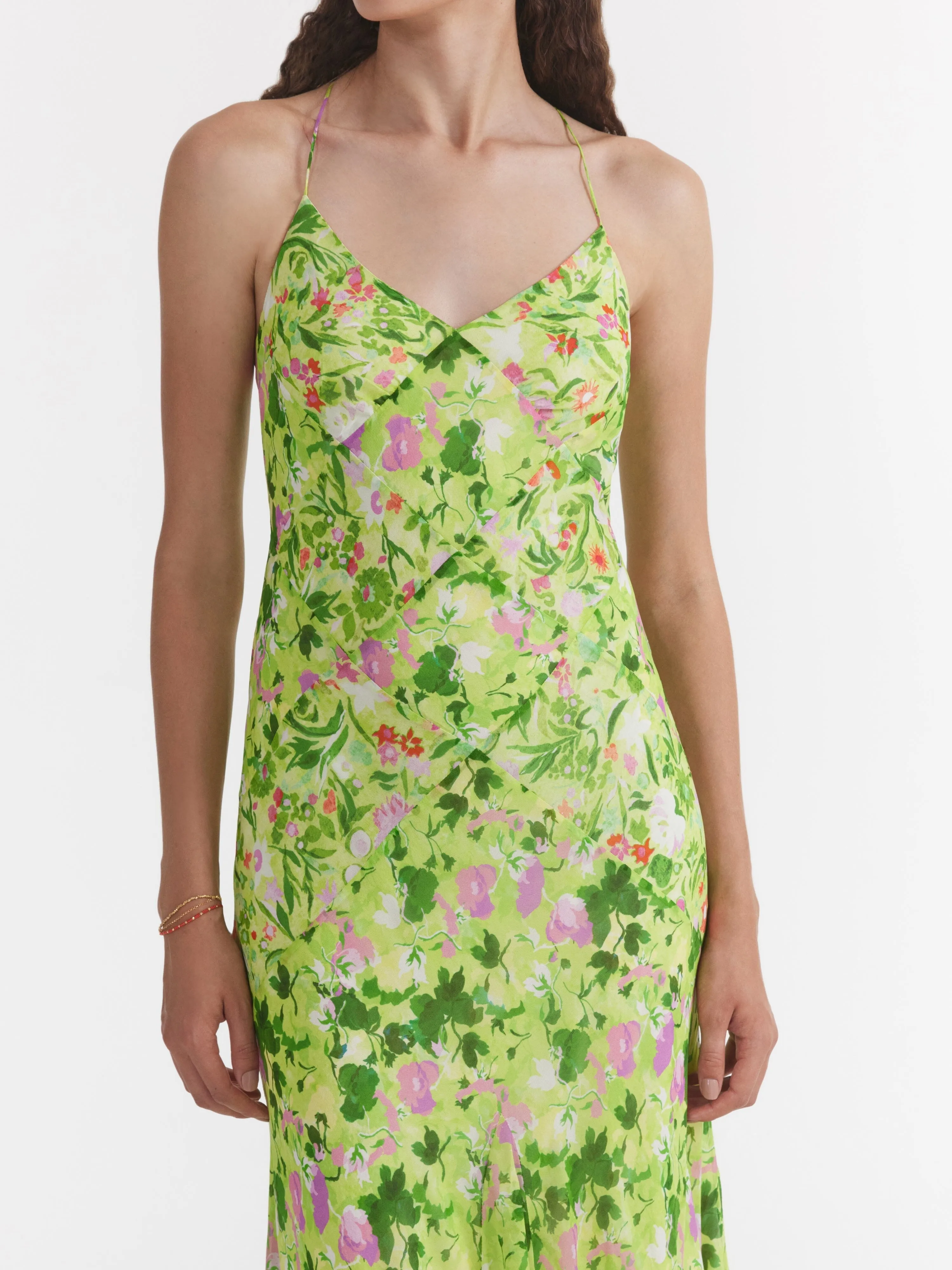 Cameron Dress in Bouquet Lime Poppies