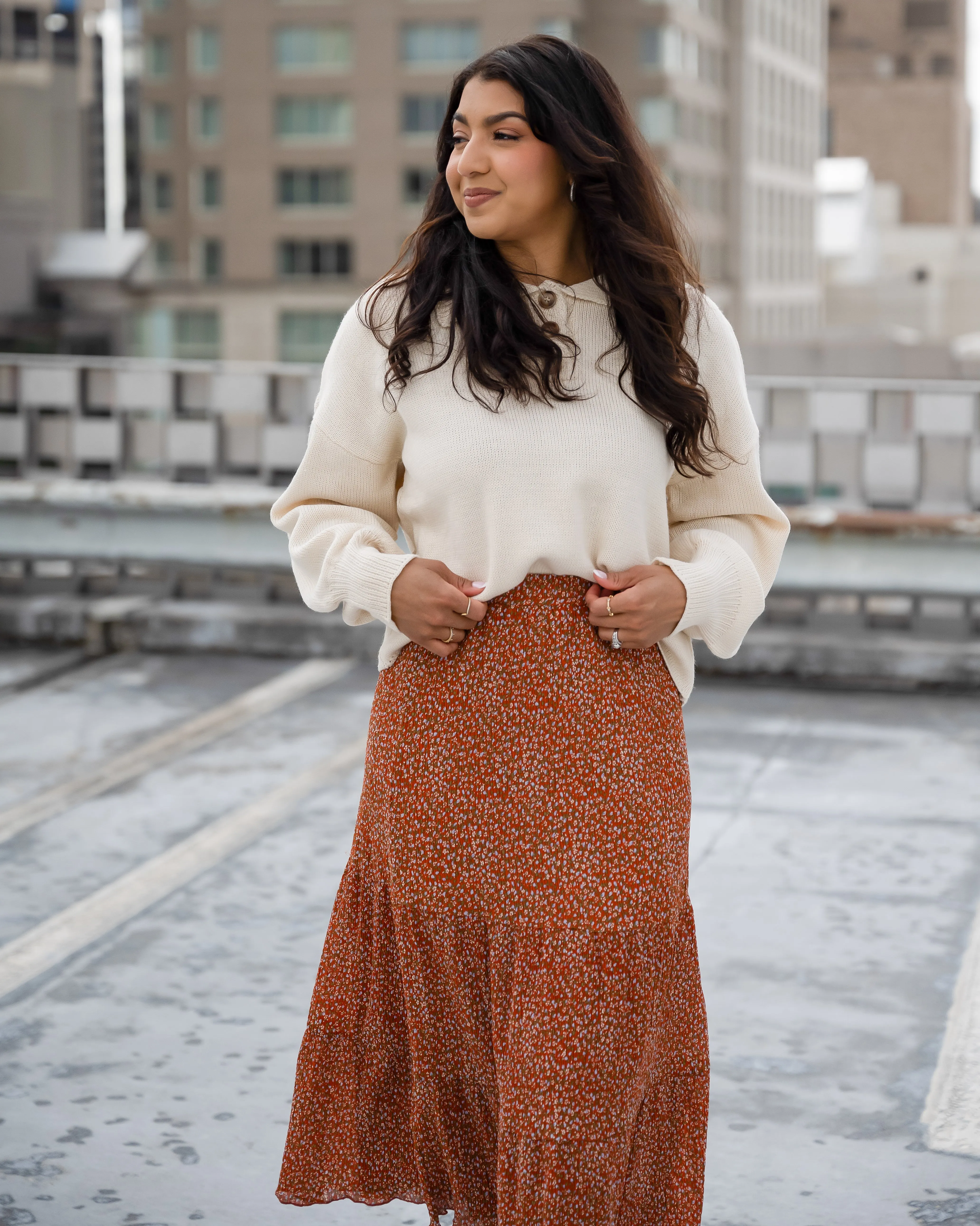 Cancun Rust Floral Skirt