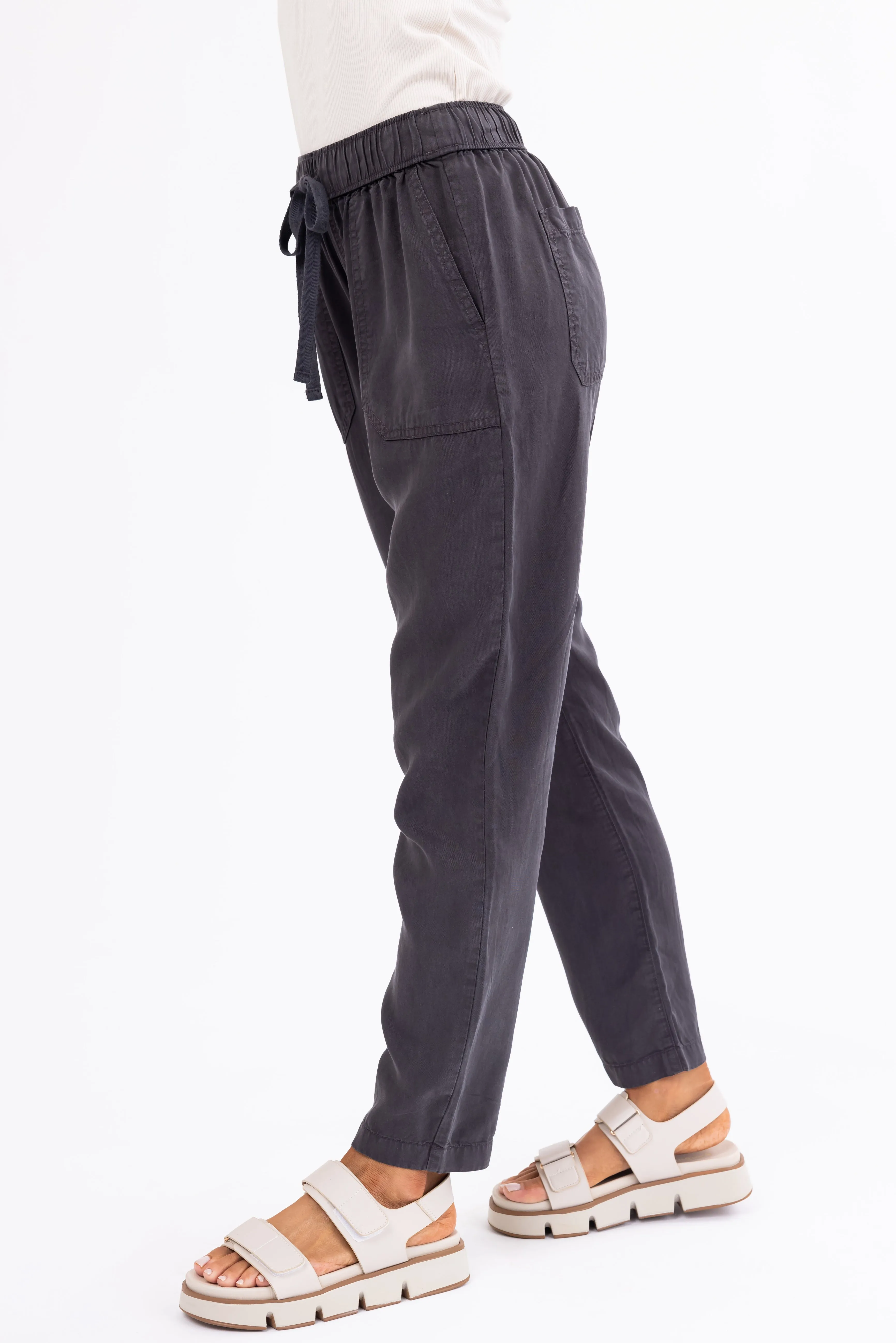 Charcoal Straight Leg Drawstring Soft Pants