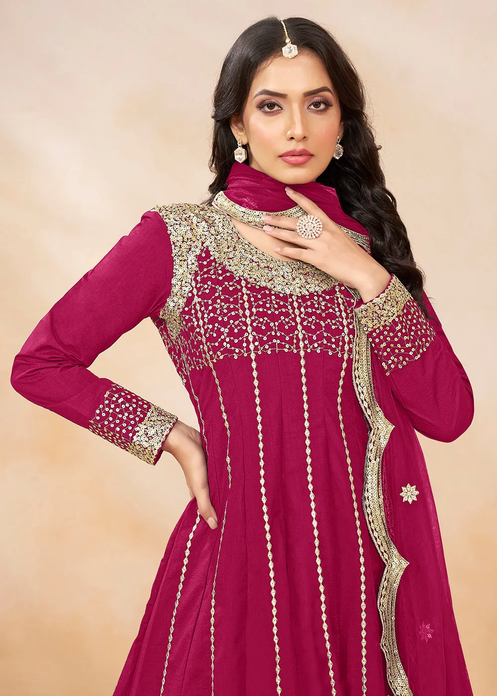 Charming Pink Punjabi Dhoti Style Festive Party Suit