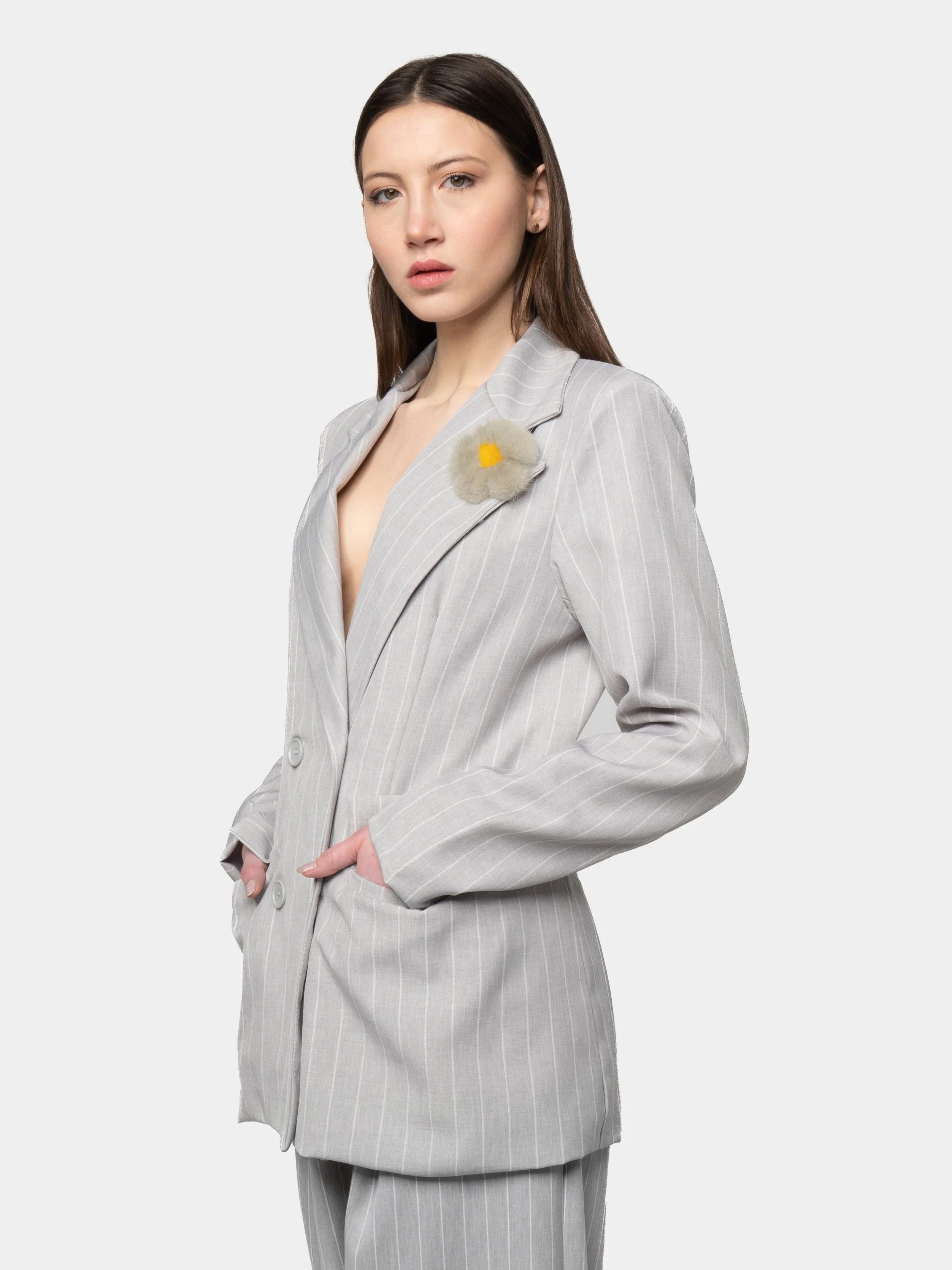 CHICAGO - Grey pinstripe suit