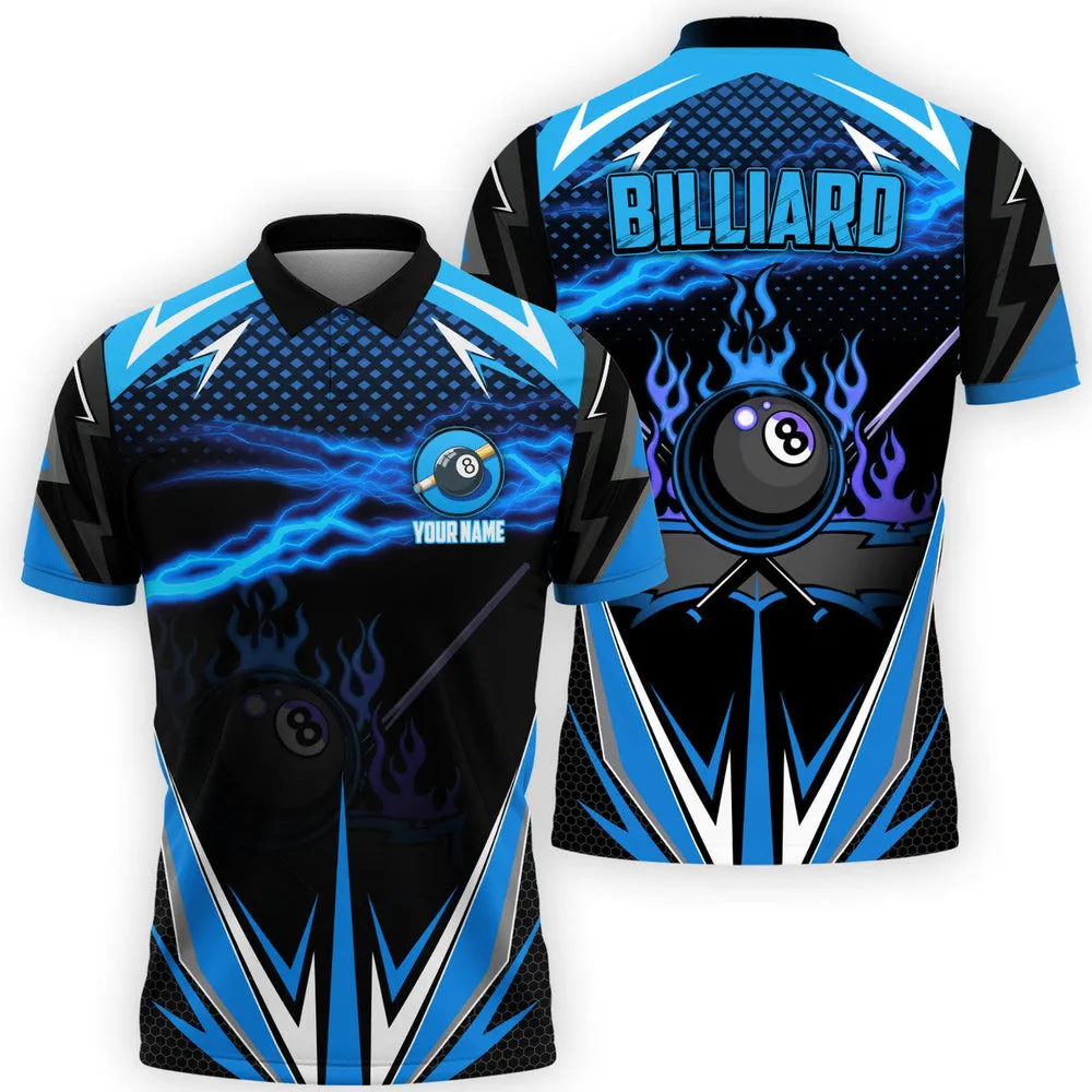 Coolspod Thunder Ice Billiards Polo Shirt, Personalized Name Team 3D Shirt, Idea Gift for Billiard Players