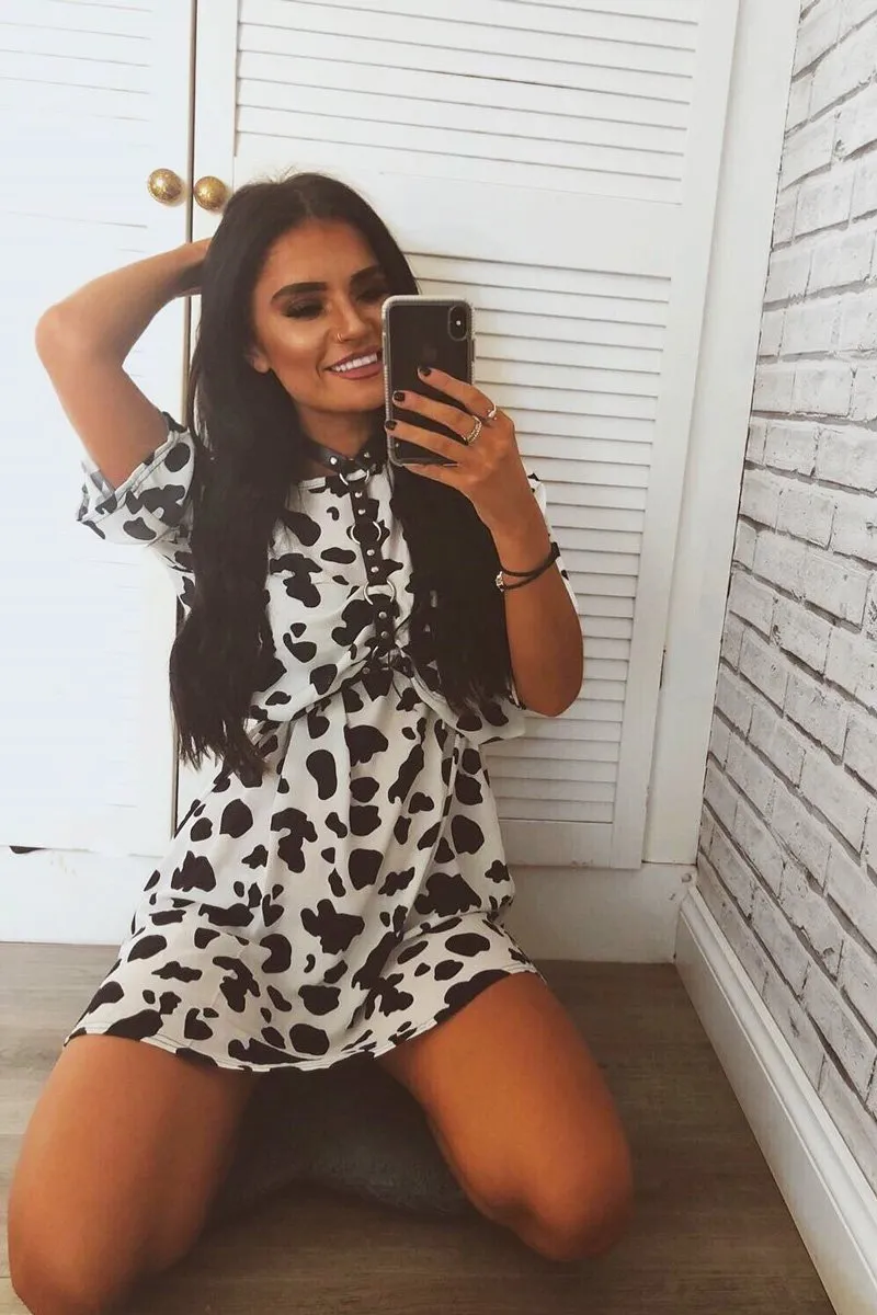 Cow Print Oversized Shift Dress - Dayle