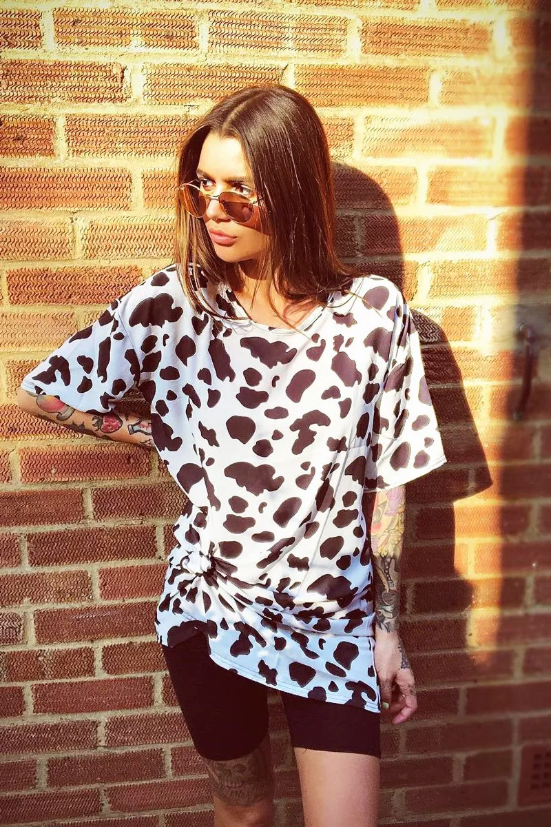 Cow Print Oversized Shift Dress - Dayle