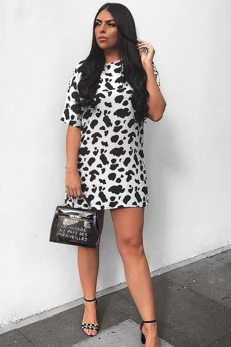 Cow Print Oversized Shift Dress - Dayle