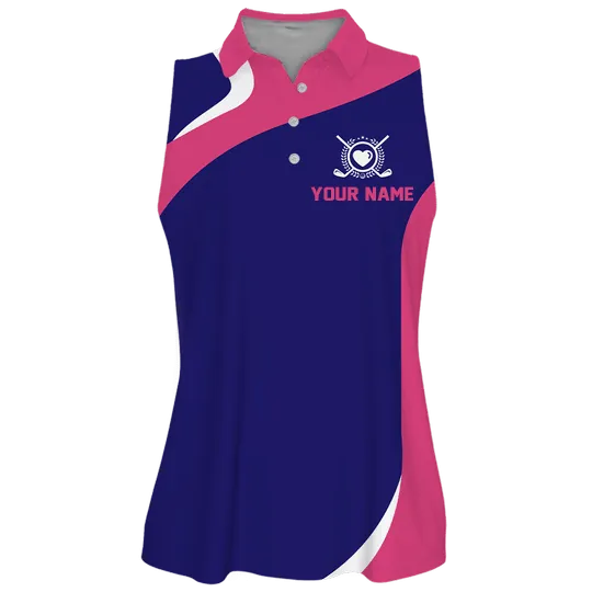 Custom Name Beautiful Pattern Polo Shirt, I'm Not Swearing Pink And Blue Golf Women Sleeveless Polo Shirt