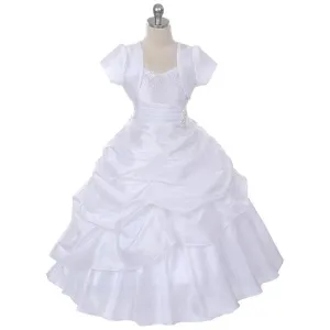 D0308 Taffeta Dress with Brooch & Rhinestones (6 Diff. Colors)