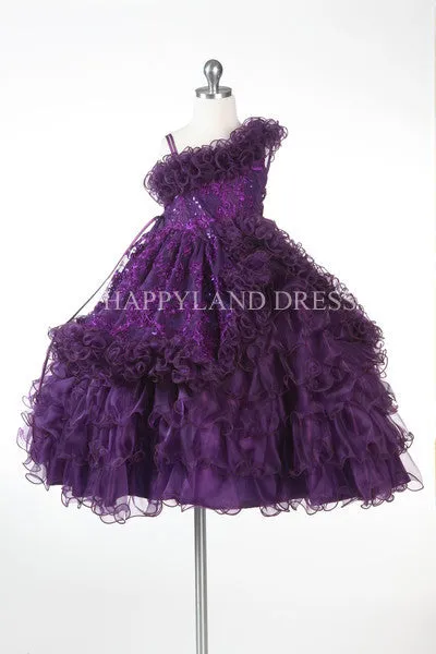 D5567 Embroidered Lace with Ruffled Organza Dress (4 Diff. Colors)