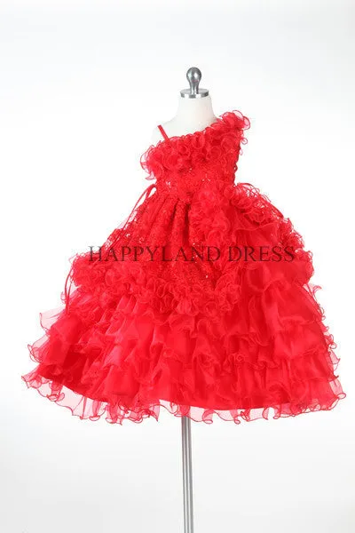 D5567 Embroidered Lace with Ruffled Organza Dress (4 Diff. Colors)