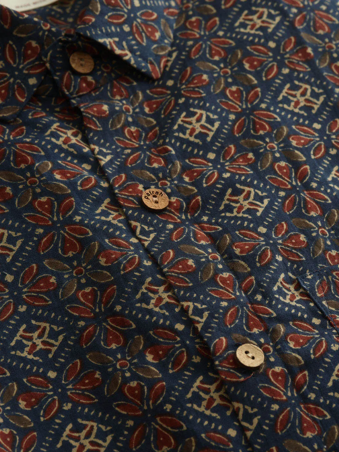 Dark Blue Ajrakh Printed Cotton Shirt