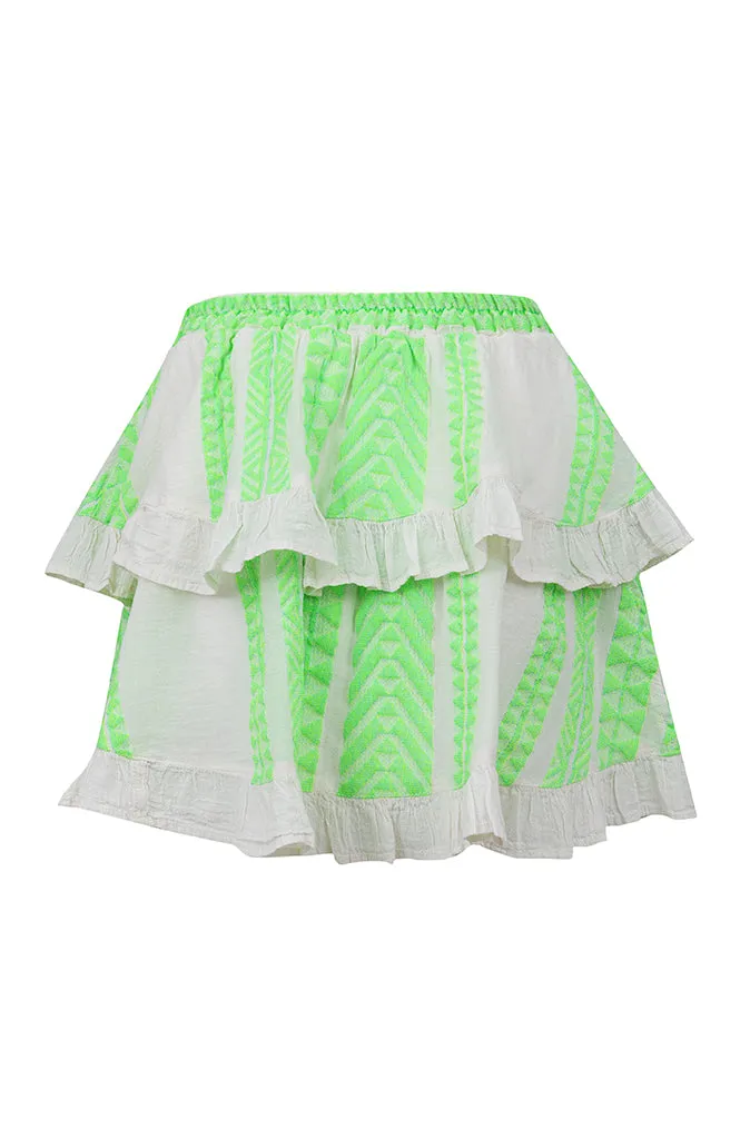 Devotion Twins Folegandros Skirt in Neon Lime/White