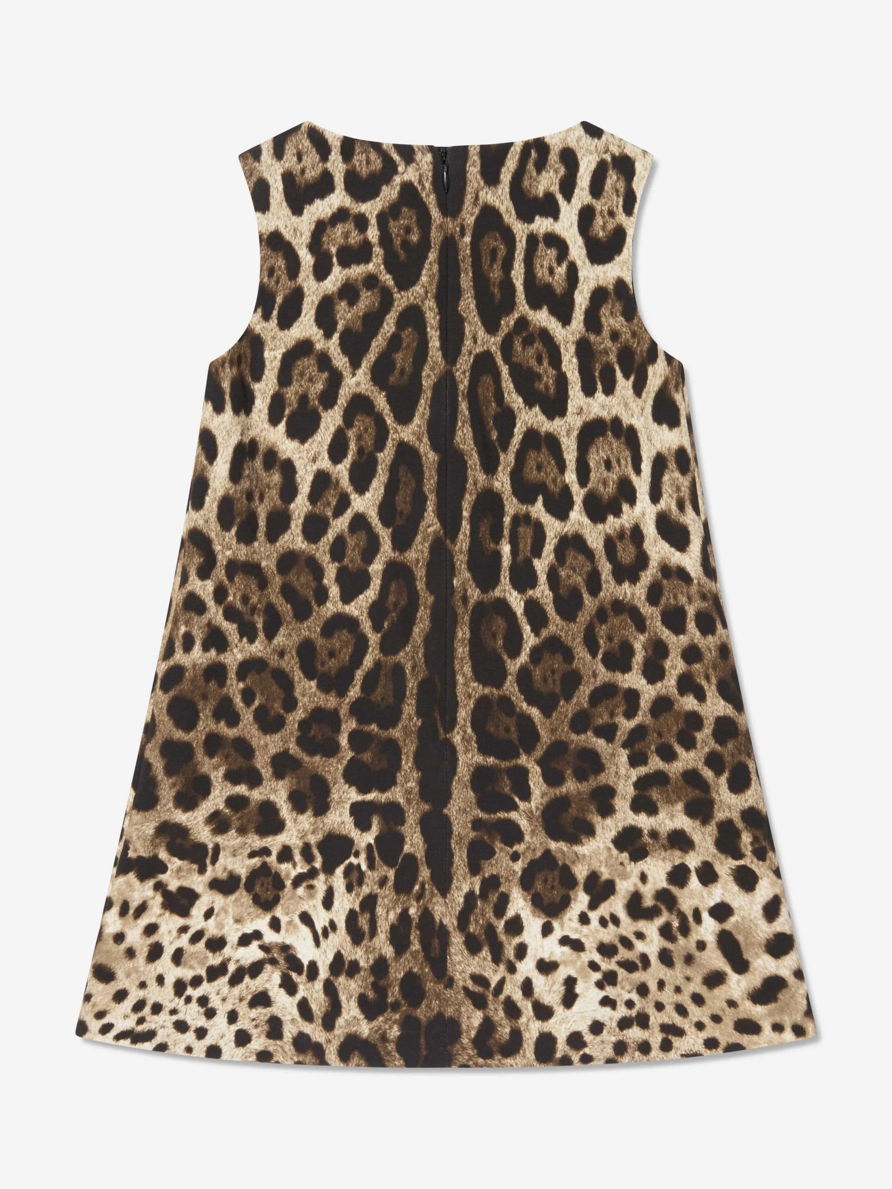 Dolce & Gabbana Girls Sleeveless Leopard Print Shift Dress in Beige