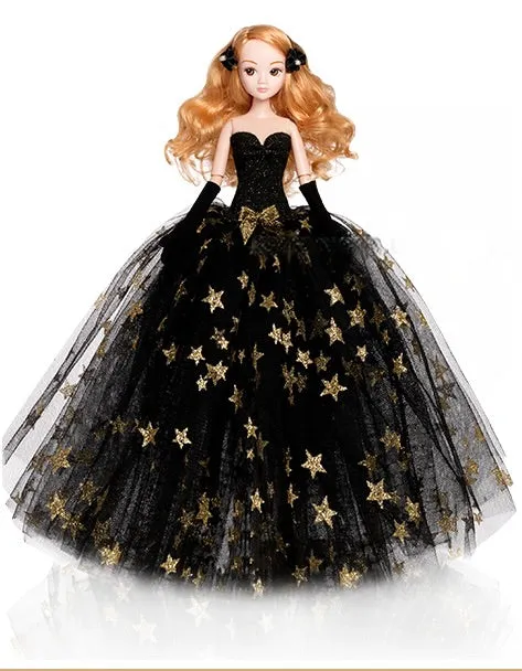 DOLLY® STAR DOLL WITH BLACK & GOLD STARS TUTU DRESS - Bjd 12 joints 12 inch 30 cm 1/6 scale fashion doll