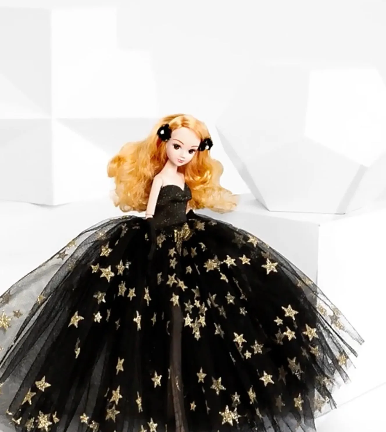 DOLLY® STAR DOLL WITH BLACK & GOLD STARS TUTU DRESS - Bjd 12 joints 12 inch 30 cm 1/6 scale fashion doll