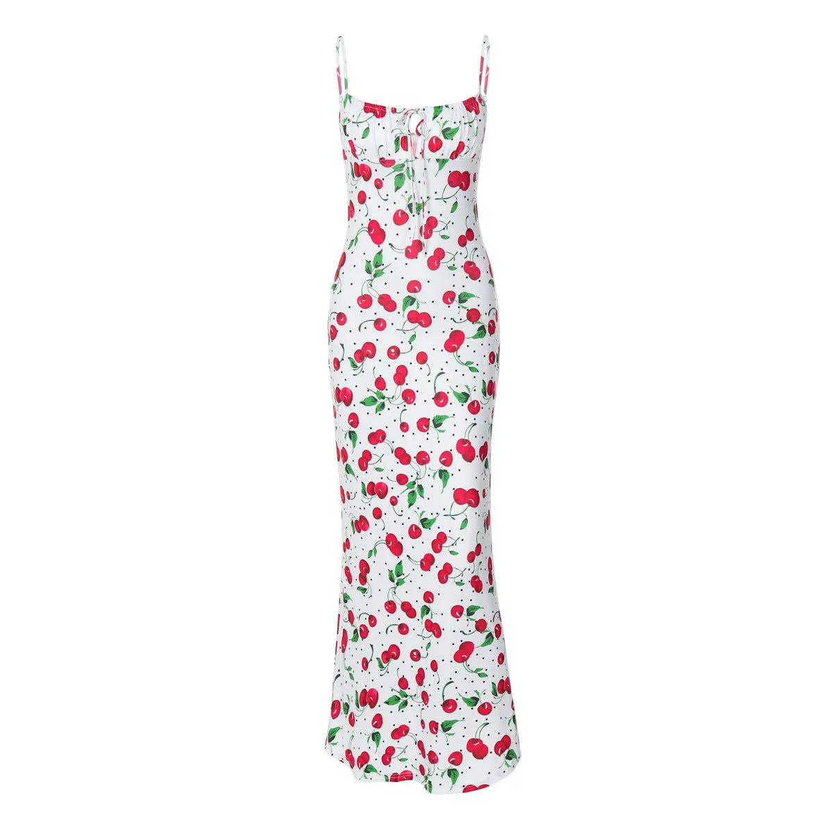 Dress Summer Printed Drawstring off the Neck Sling Dress Women